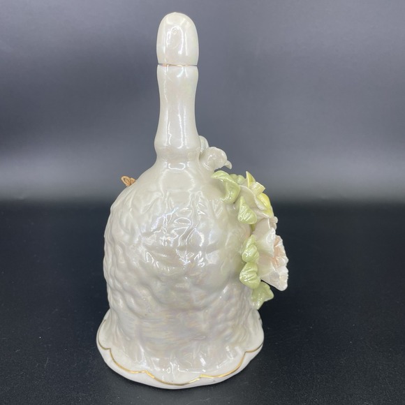 Bell Porcelain Dinner 3D Sculpted Iridescent Spring Floral Gold Trim 6"  Vintage - Picture 5 of 10